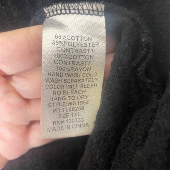 Umgee USA 1XL Black Color Block Tunic Top Boho Patterned Puff Sleeves - Picture 5 of 9